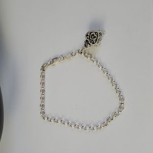 Sterling Silver 925 Heart Casket / Locket Charm Bracelet